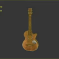 Vintage Acoustic Guitar With Classic Wooden Body And Decorative Badge