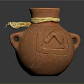 Traditional Terracotta Vase With Brown Ceramic Body Twine Decoration And Handles