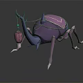 Purple Insect Like Creature With Blue Accents Carrying Pink Pouch 3D Model Design