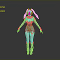 Futuristic Female Character 3D Model With Pink Pigtails And Silver Armor