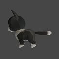 Cute Black and White Cat Game Movie Character with Big Eyes 3D Model Design