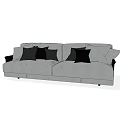 Modern Gray Double Sofa With Black Cushions And Comfortable Sleek Design 3d model