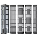 Modern Transparent Glass Elevators Multiple Units With Sleek Glass Panel And Frame Design 3d model