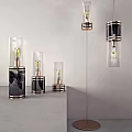 Elegant Modern Lighting Combination With Glass Shades And Metal Bases