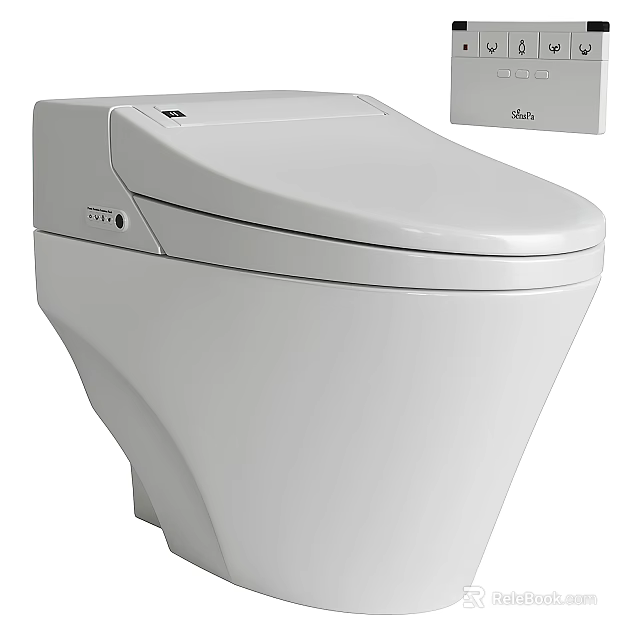 White Contemporary Smart Toilet With Modern Design And Advanced Control Panel 3d model 