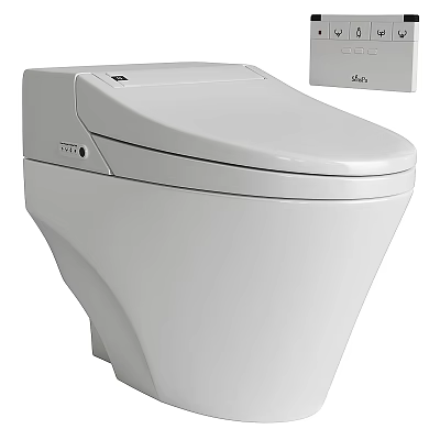 White Contemporary Smart Toilet With Modern Design And Advanced Control Panel 3d model