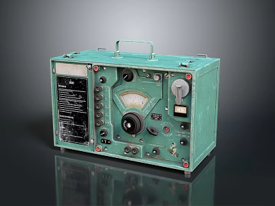 Vintage Green Electronic Instrument With Control Knobs Dial And Top Handle 3d model