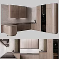Modern Kitchen Interior Wooden Cabinets With Island Countertop And Built-in Appliances
