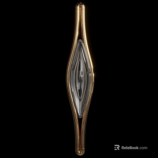 Modern Wall Lamp With Elegant Metal Curved Frame And Transparent Glass Shade 3d model 
