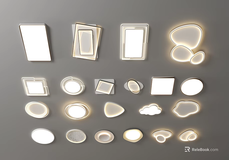 Variety Of Shaped Ceiling Lights For Home 3d model 