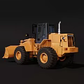 Yellow Functional Loader with Large Bucket Black Tires and Cab Heavy Duty Construction Vehicle