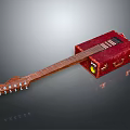 Creative Musical Instrument Art Supplies Design With Red Case Guitar Wooden Neck And Strings