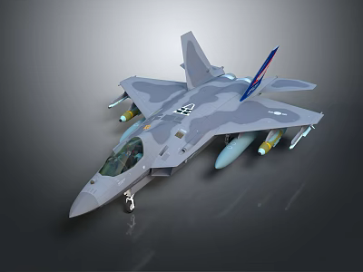 Gray Fighter Airplane Model With Mounted Missiles And Military Markings 3d model