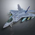 Gray Fighter Airplane Model With Mounted Missiles And Military Markings
