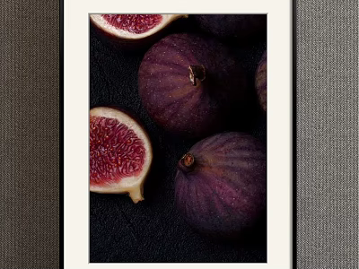 Botanical Art Featuring Sliced And Whole Purple Figs On Dark Background Decorative Print 3d model