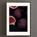 Botanical Art Featuring Sliced And Whole Purple Figs On Dark Background Decorative Print