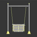 Children's Outdoor Swing Equipment Featuring Gray Frame Yellow Grid Seat And Safety Base