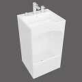 White Pedestal Bathroom Sink With Chrome Faucet And Modern Design