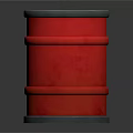 Red Oil Barrel With Gray Lid And Reflective Base On Dark Background