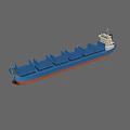Blue Hull Cargo Ship Featuring Red Bottom Multiple Cargo Holds And White Multi Deck Superstructure