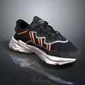 Modern Casual Black Sneakers With Orange Purple Stripes And Silver Sole