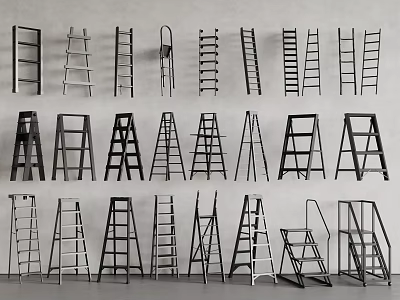 Various Types of Hardware Tools Including Different Ladders for Home and Industrial Use 3d model