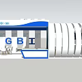 Shounuoen GBI Exhibition Booth Design With Modern White Blue Structure And Brand