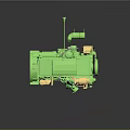 Green Engine With Yellow Components Detailed Mechanical Parts And Industrial Design