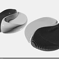 Modern Black And White Landscape Seats With Curved Shape And Textured Design
