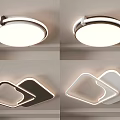 Modern Round And Square Ceiling Lights With Black White Illuminated Design 3d model