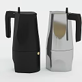 Two Modern Black And Silver Moka Pots As Daily Electrical Appliances