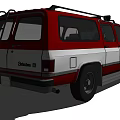 Classic Red White Two Tone Truck With Roof Mounted Lights And Retro Design