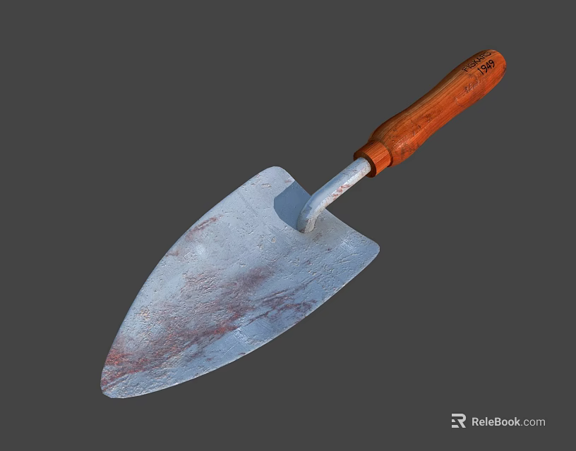 Hardware Tool Trowel With Wooden Handle And Stained Metal Blade For Construction 3d model