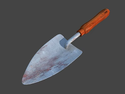 Hardware Tool Trowel With Wooden Handle And Stained Metal Blade For Construction 3d model