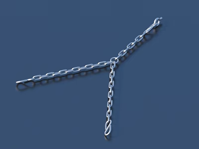 Silver Chain Crossed On Dark Blue Background With Link Structure And Small Loop 3d model