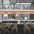 Stylish Modern Bar Interior Design With Wooden Tables Chairs And Hanging Lights