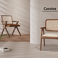 Cassina-Ji Middle and Ancient Style Leisure Chair Rattan Leisure Chair Wooden Chair 3d model