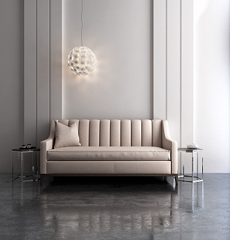 Modern double sofa lighting combination 3d model