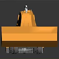 Orange Bulldozer 3D Model With Front Blade Large Wheels And White Lights