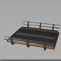 Technical Mechanical Component Platform With Grid Surface And Orange Lines 3d model