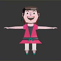 Cute 3D Paper Craft Girl Character With Pink Dress Green Shoes And Open Arms