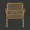 Natural Wicker Leisure Chair With Curved Armrests And Comfortable Design For Indoor Outdoor Use