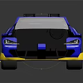 Blue Yellow Convertible Sports Car With Modern Sleek Design And Black Seats
