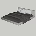 Modern Double Bed with Light Headboard Black Striped Quilt and Light Pillows