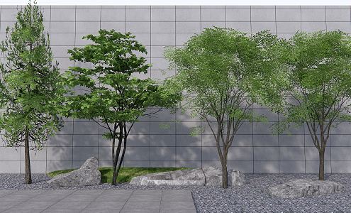 Modern Tree Landscape Tree Pine Tree Arbor Stone Landscape Stone 3d model