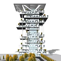 Modern High Rise Building With Unique Hanging Gardens And Plant Filled Balconies