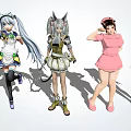 Anime Style Game Movie Characters With Long Hair And Diverse Colorful Costumes