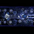 Luxurious Restaurant Interior With Blue Lighting Crystal Decor Circular Chandeliers Elephant Sculptures And Tiered Stage