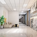 Bright Clean Front Desk Reception Area with Marble Backdrop Green Plant and Fruit Products
