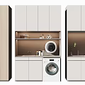 Modern Bathroom Cabinet With Washing Machine Storage Cabinets Built In Lighting And Countertop